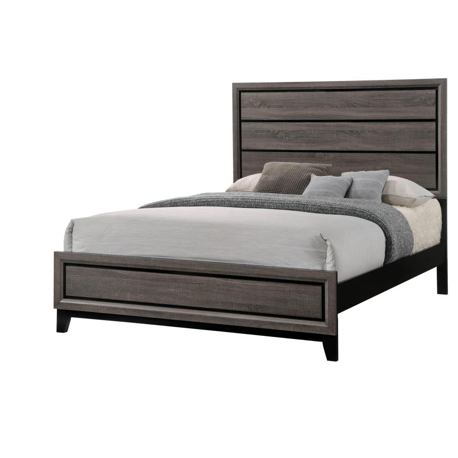 WATSON WOOD PANEL BED GREY OAK