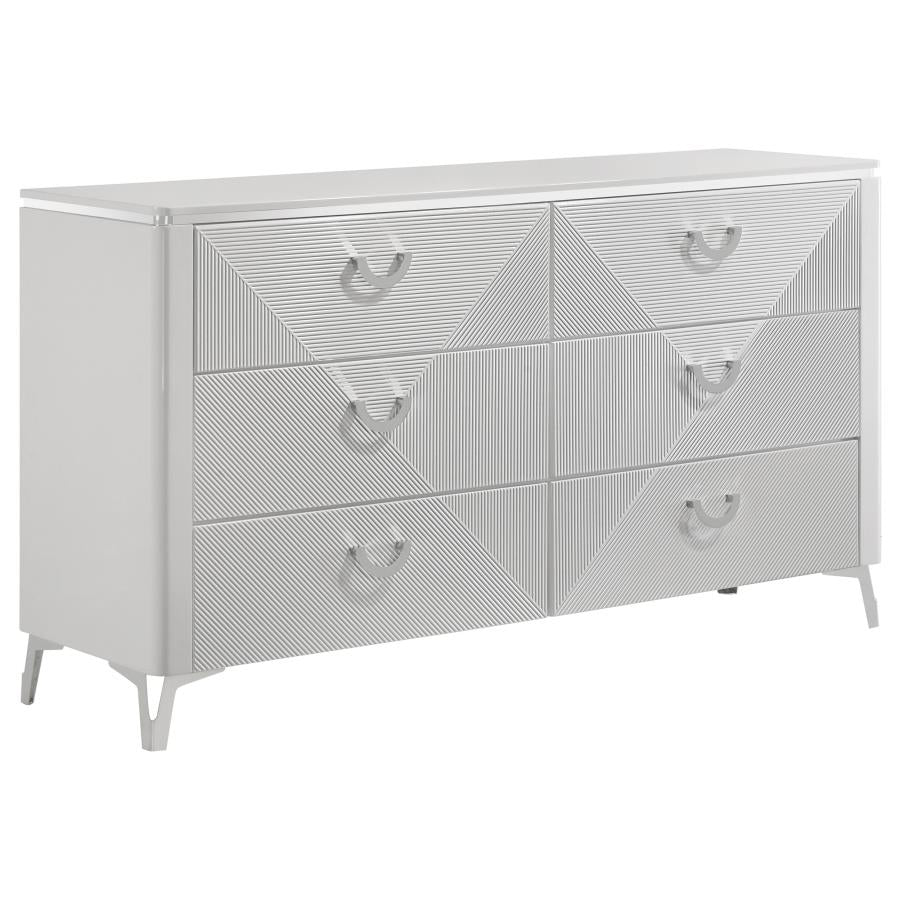 Cassia LED Bedroom Set White High Gloss