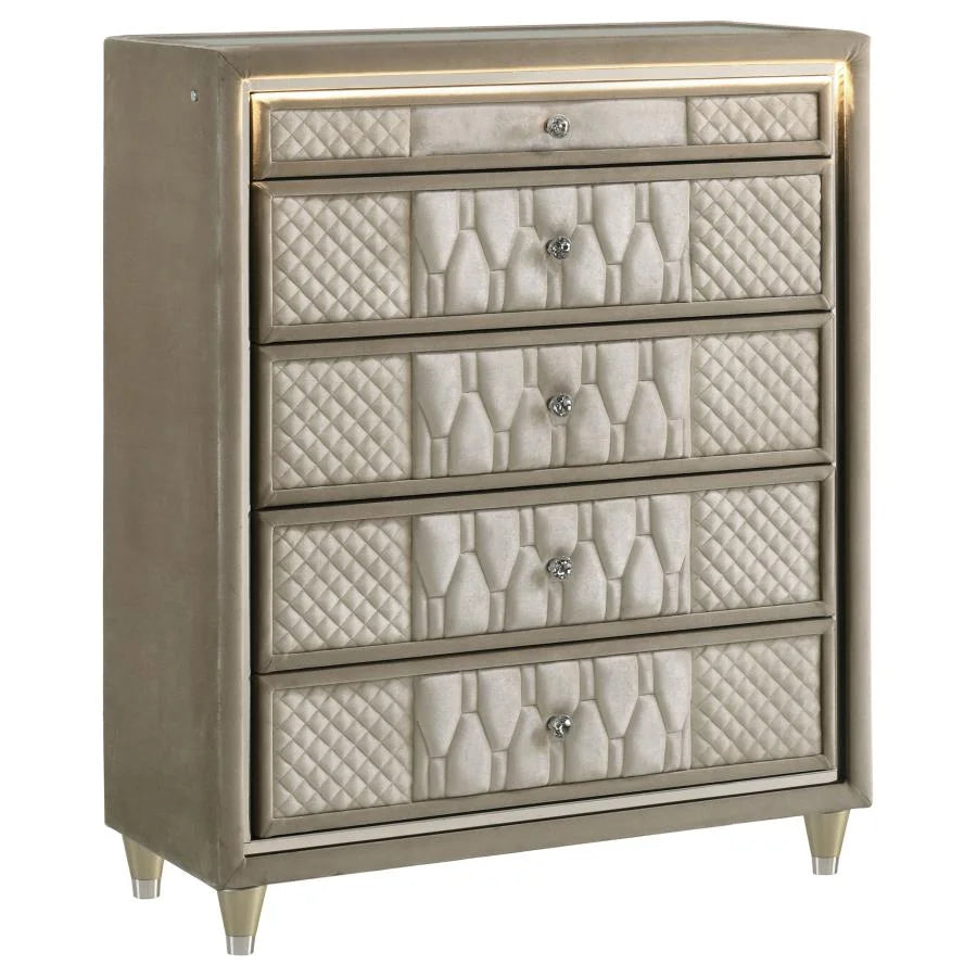 LORIENT 5-PIECE BEDROOM SET IVORY AND CAMEL