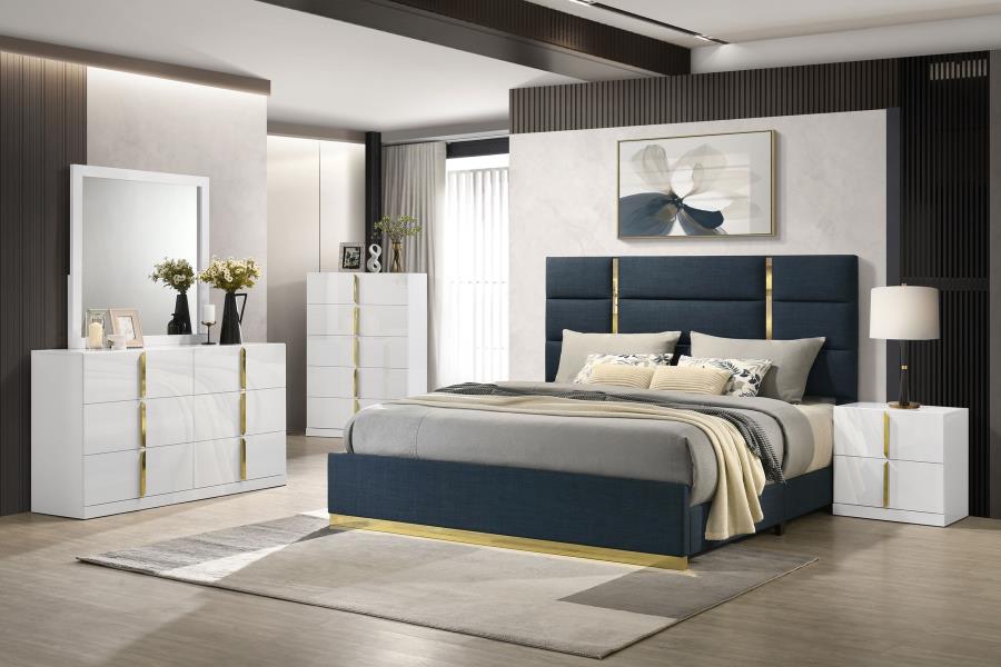 INES 5-PIECE BEDROOM SET GREY AND WHITE HIGH GLOSS