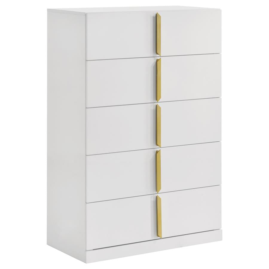 INES 5-PIECE BEDROOM SET GREY AND WHITE HIGH GLOSS