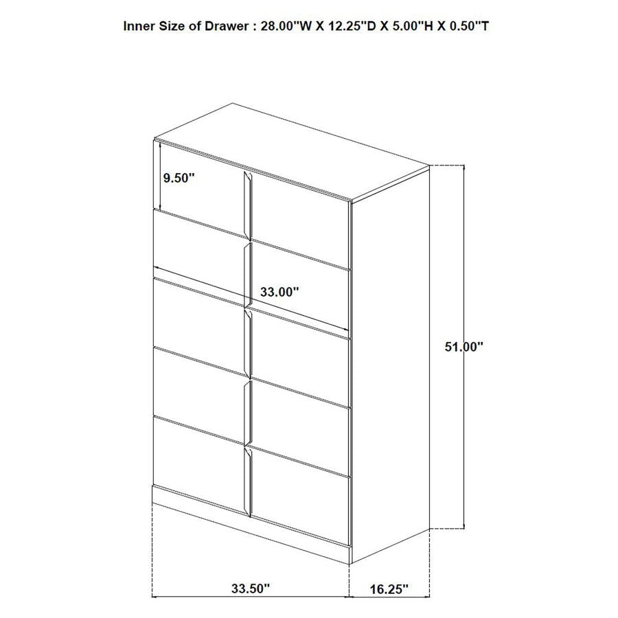 INES 5-PIECE BEDROOM SET GREY AND WHITE HIGH GLOSS