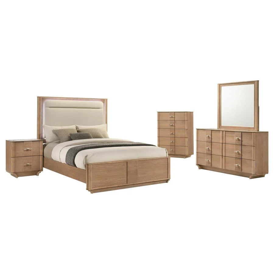 LEANNE 5-PIECE QUEEN BEDROOM SET LIGHT OAK