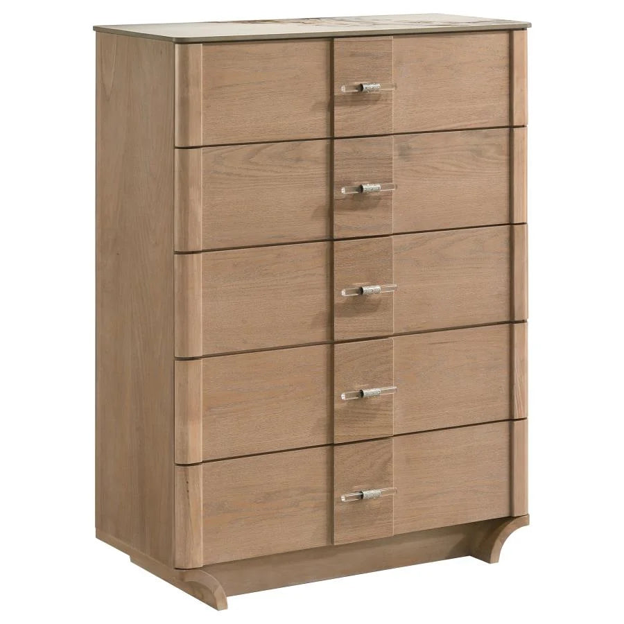 LEANNE 5-PIECE QUEEN BEDROOM SET LIGHT OAK