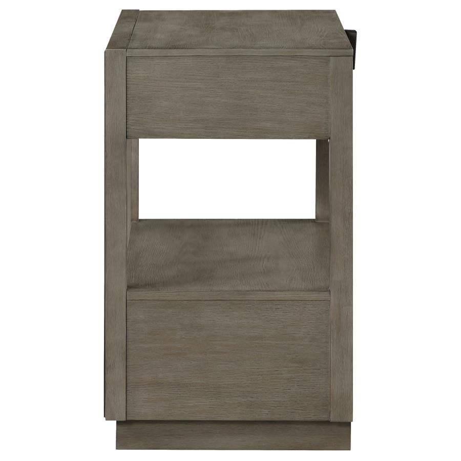 DURANGO 2-DRAWER NIGHTSTAND BEDSIDE TABLE TAUPE OAK