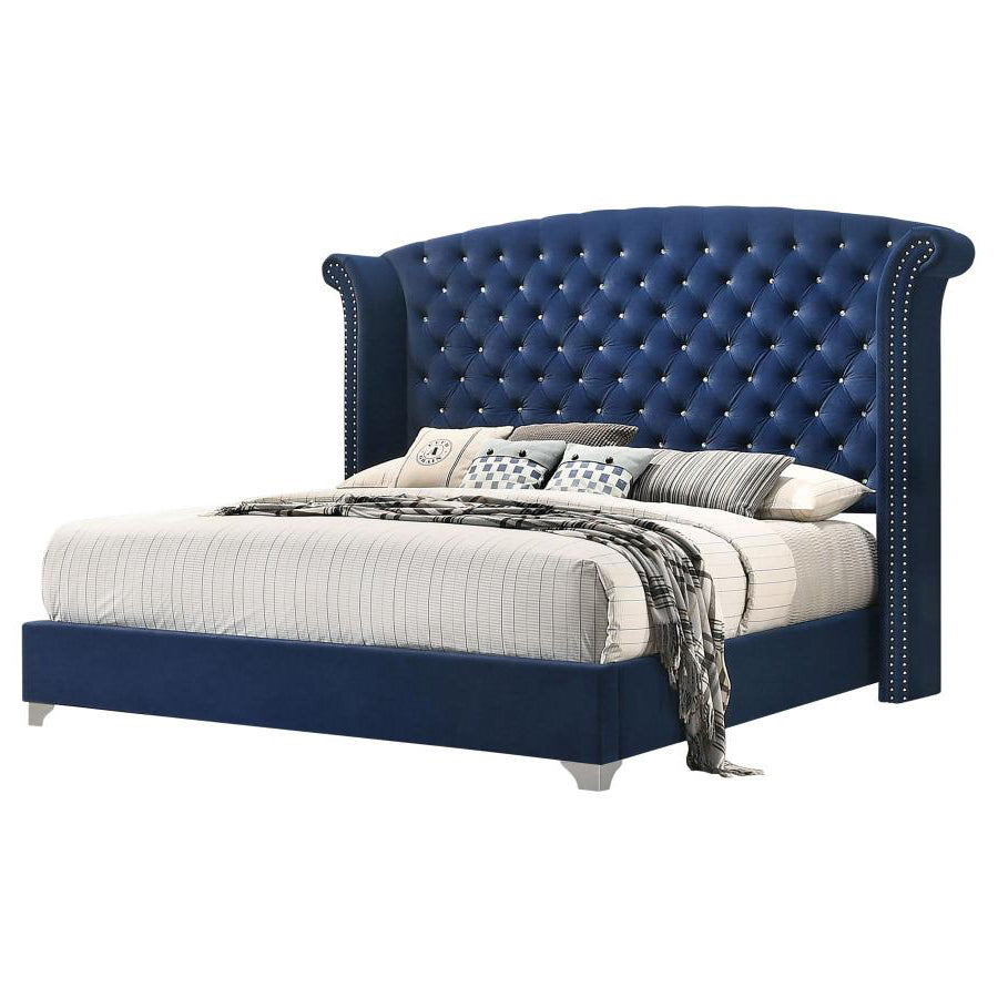 MELODY UPHOLSTERED WINGBACK BED PACIFIC BLUE