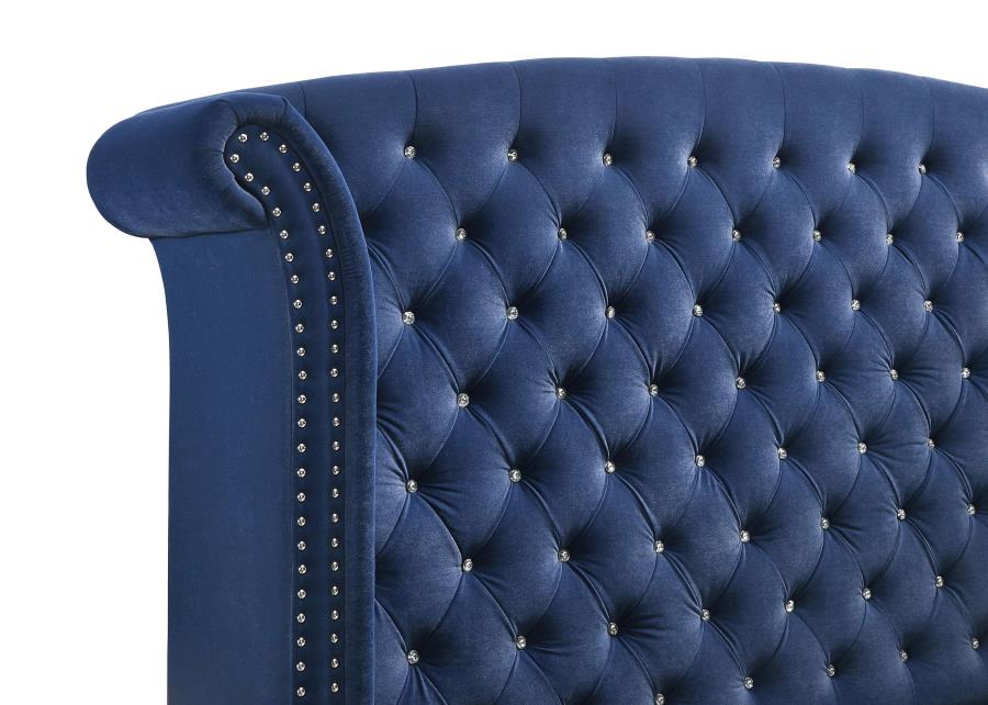 MELODY UPHOLSTERED WINGBACK BED PACIFIC BLUE
