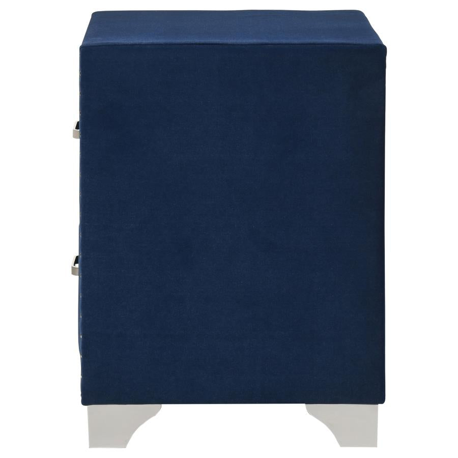 MELODY UPHOLSTERED 2-DRAWER NIGHTSTAND PACIFIC BLUE