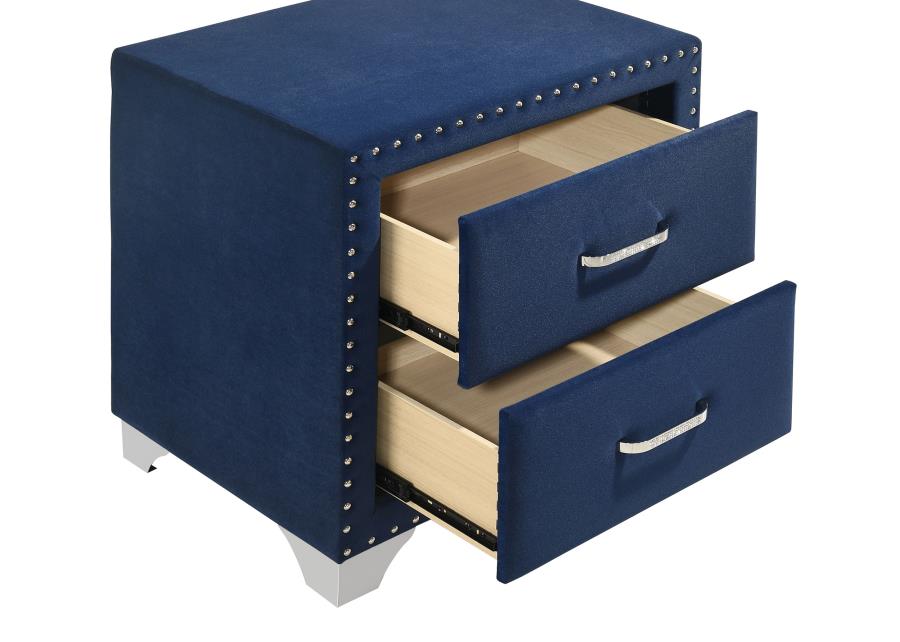 MELODY UPHOLSTERED 2-DRAWER NIGHTSTAND PACIFIC BLUE