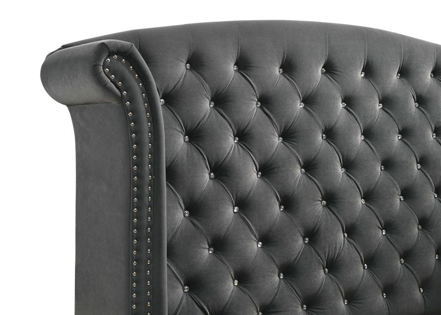 MELODY UPHOLSTERED QUEEN WINGBACK BED GREY