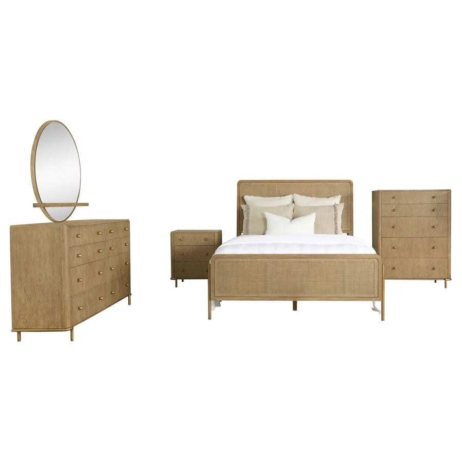 ARINI 5-PIECE BEDROOM SET SAND WASH AND NATURAL CANE