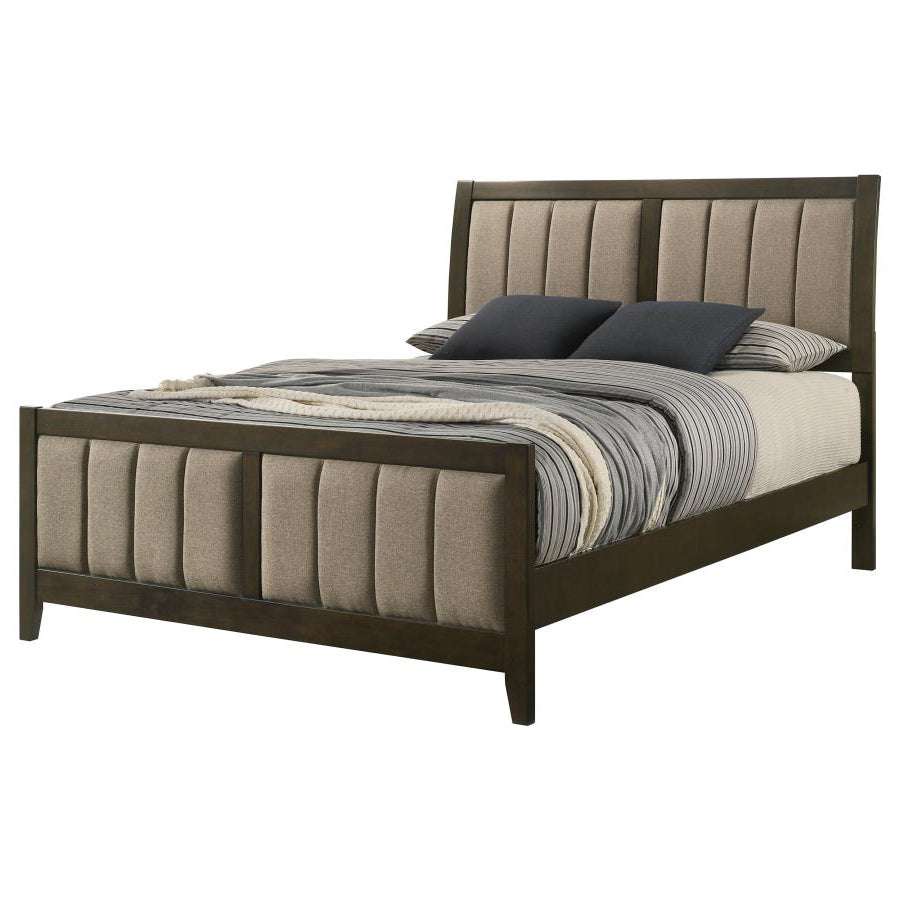 WILKES 51-INCH UPHOLSTERED QUEEN BED DARK COCOA