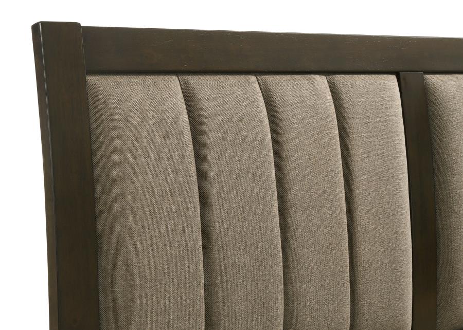 WILKES 51-INCH UPHOLSTERED QUEEN BED DARK COCOA