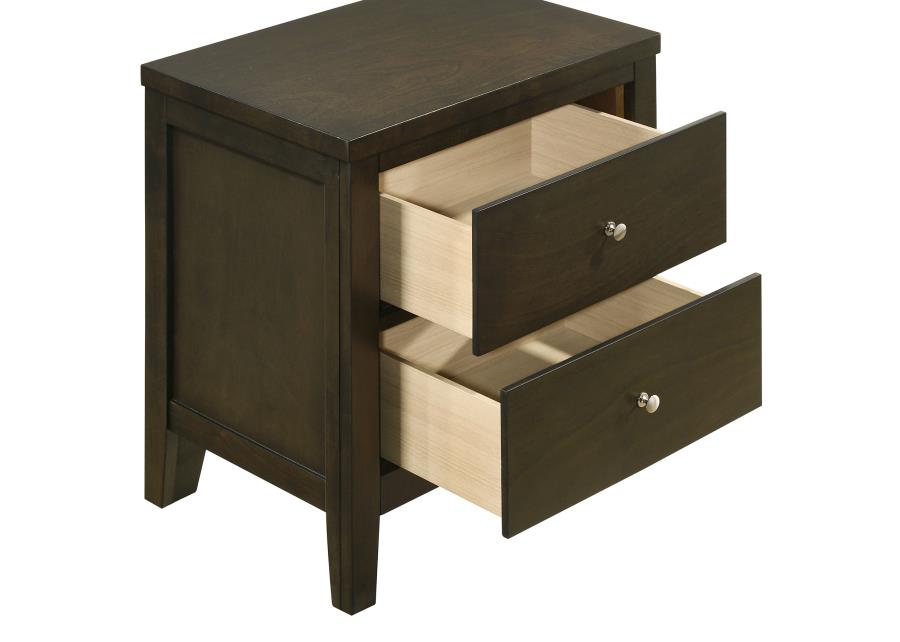 WILKES 2-DRAWER NIGHTSTAND BEDSIDE TABLE DARK COCOA