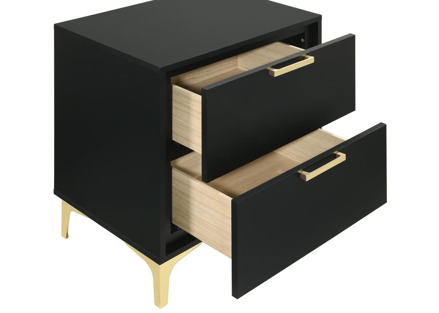 KENDALL 2-DRAWER NIGHTSTAND BLACK