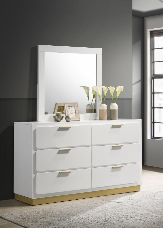 CARAWAY 6-DRAWER DRESSER WITH MIRROR BLACK