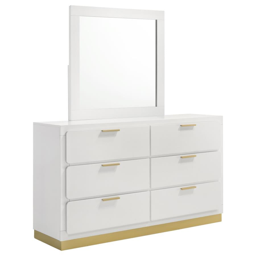 CARAWAY 6-DRAWER DRESSER WITH MIRROR BLACK