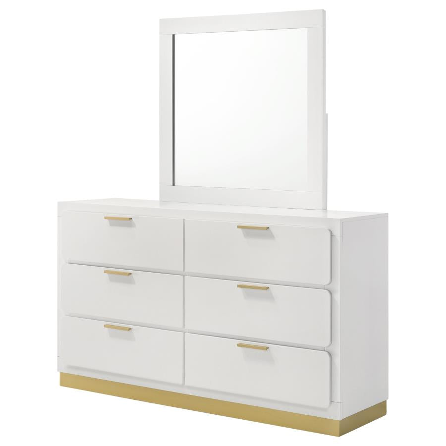 CARAWAY 6-DRAWER DRESSER WITH MIRROR BLACK