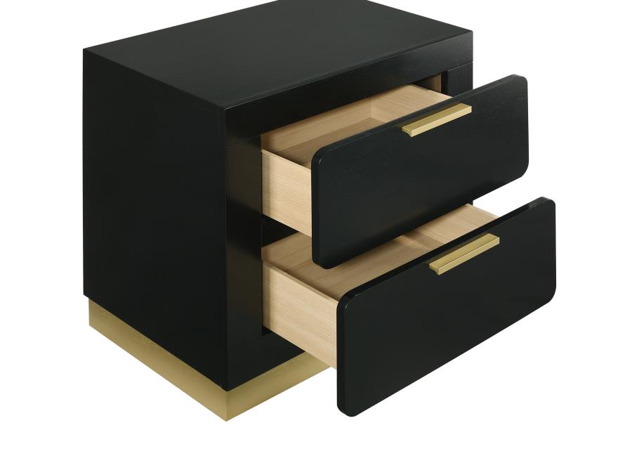 CARAWAY 2-DRAWER NIGHTSTAND BLACK