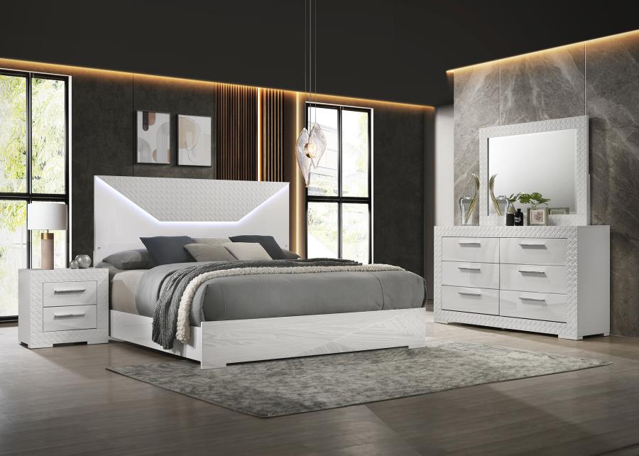 Ives  Bedroom Set White High Gloss