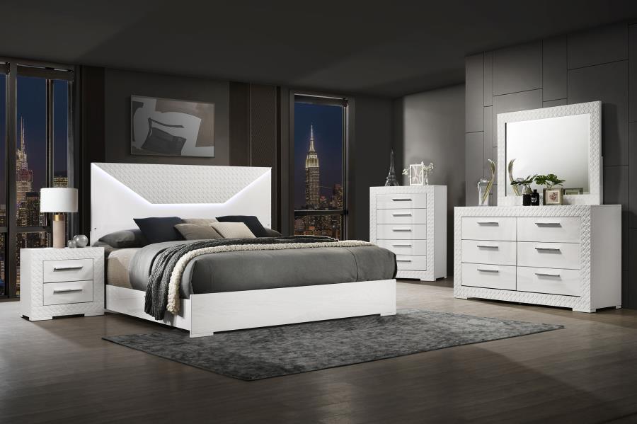 Ives  Bedroom Set White High Gloss