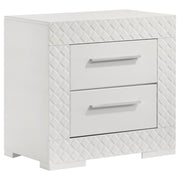IVES 2-DRAWER NIGHTSTAND BEDSIDE TABLE WHITE HIGH GLOSS
