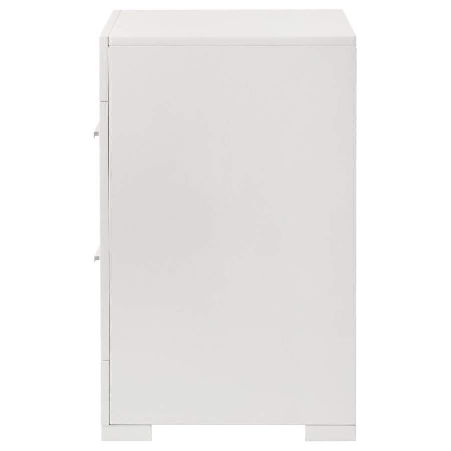 IVES 2-DRAWER NIGHTSTAND BEDSIDE TABLE WHITE HIGH GLOSS