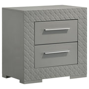 IVES 2-DRAWER NIGHTSTAND BEDSIDE TABLE GREY HIGH GLOSS