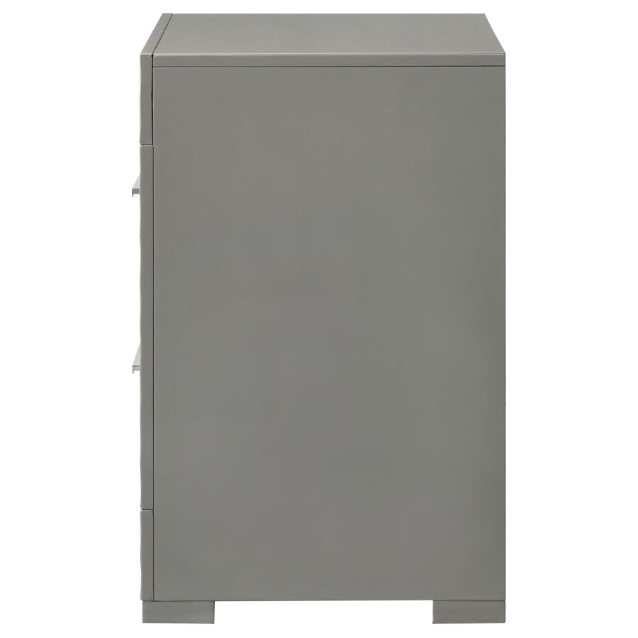 IVES 2-DRAWER NIGHTSTAND BEDSIDE TABLE GREY HIGH GLOSS