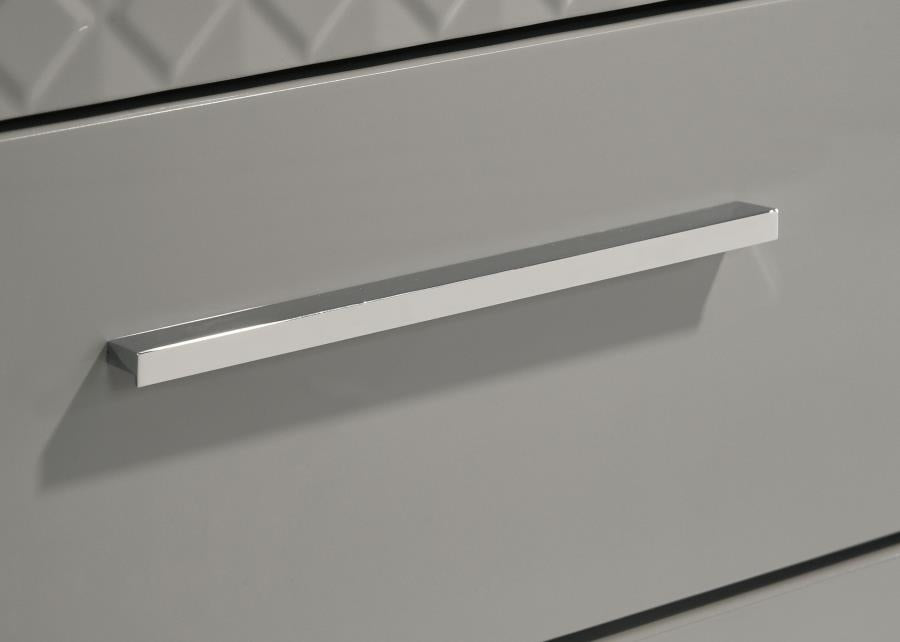 IVES 2-DRAWER NIGHTSTAND BEDSIDE TABLE GREY HIGH GLOSS