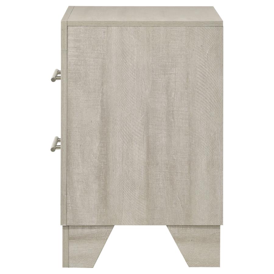 TRENTON 2-DRAWER NIGHTSTAND BEDSIDE TABLE RUSTIC CREAM