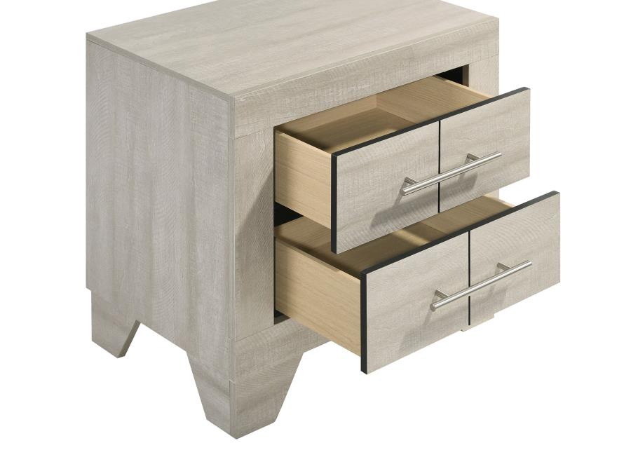 TRENTON 2-DRAWER NIGHTSTAND BEDSIDE TABLE RUSTIC CREAM