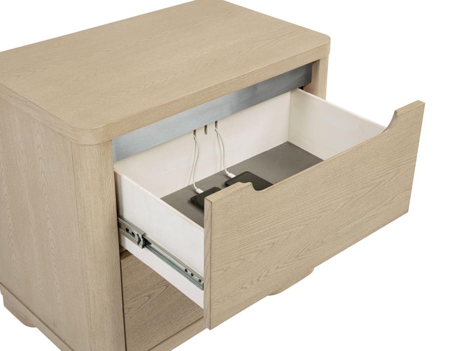 LADERA 2-DRAWER NIGHTSTAND BEDSIDE TABLE LIGHT ELM