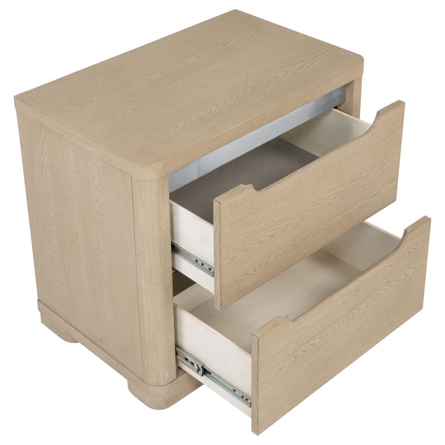 LADERA 2-DRAWER NIGHTSTAND BEDSIDE TABLE LIGHT ELM