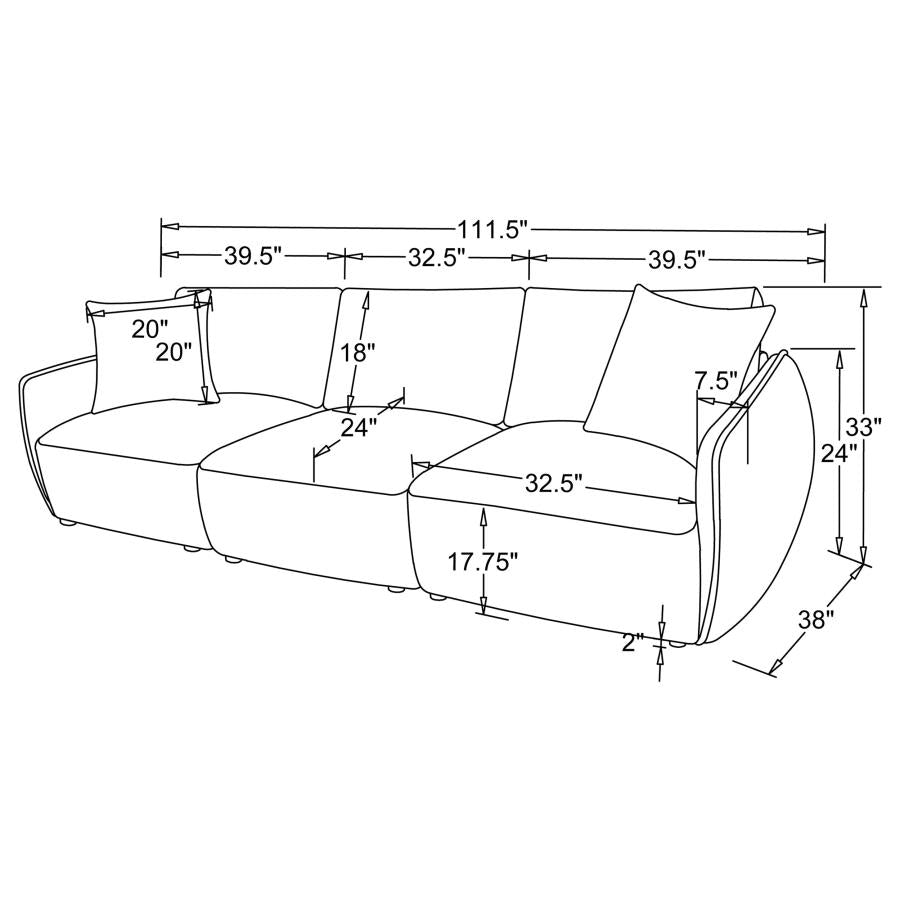 ELYSIA CHENILLE UPHOLSTERED MODULAR LOUNGE SOFA CORAL