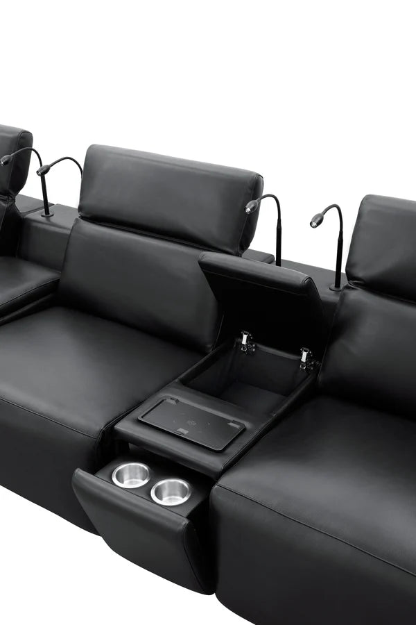 Diamante Italian Leather/Match Power Home Theater Recliner Row