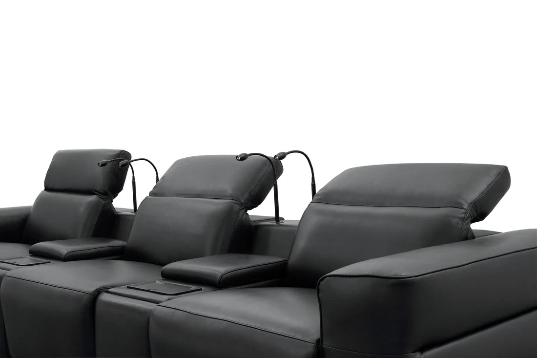 Diamante Italian Leather/Match Power Home Theater Recliner Row