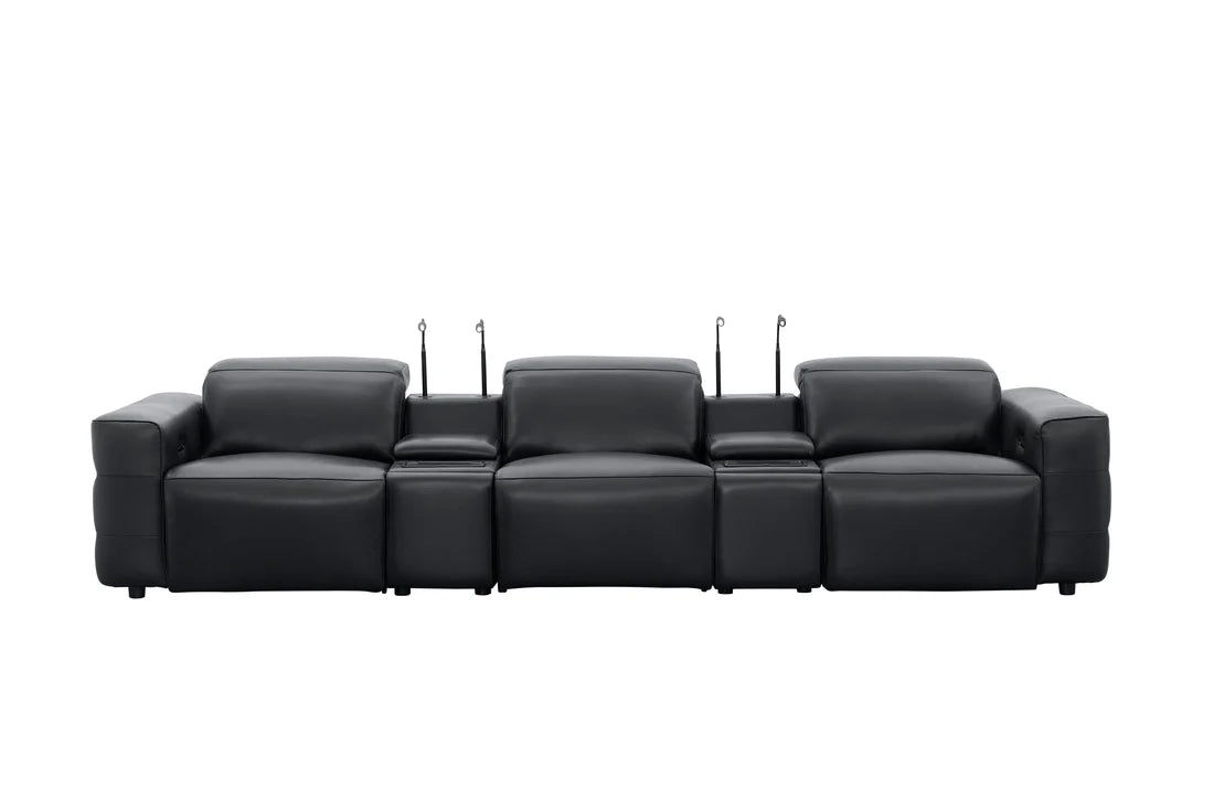 Diamante Italian Leather/Match Power Home Theater Recliner Row