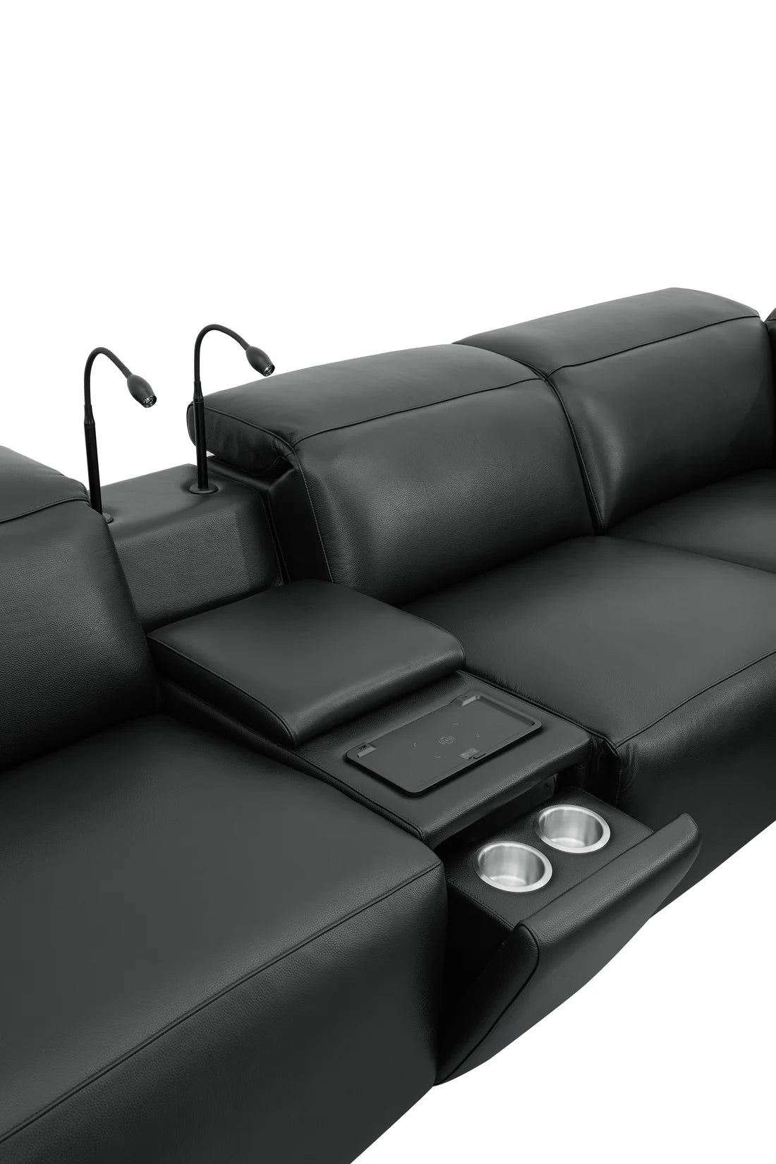 Holly Italian Leather/Match Power Reclining Sectional  Black