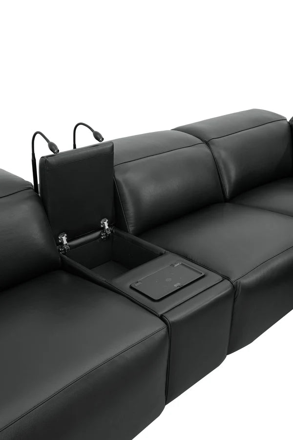 Holly Italian Leather/Match Power Reclining Sectional  Black