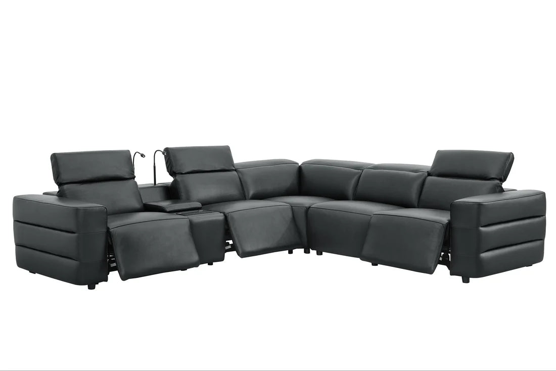 Holly Italian Leather/Match Power Reclining Sectional  Black