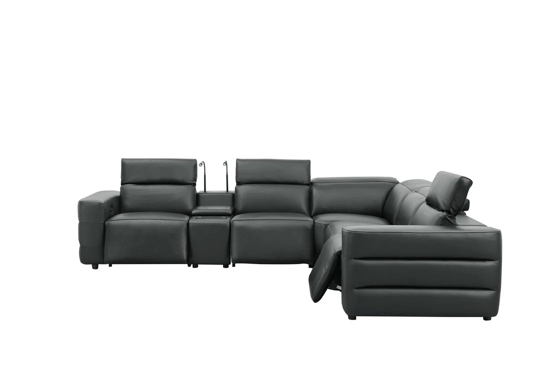 Holly Italian Leather/Match Power Reclining Sectional  Black