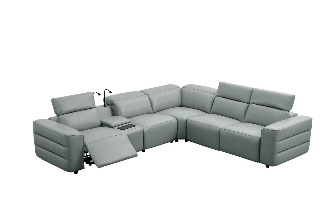 Holly Italian Leather/Match Power Reclining Sectional  Grey