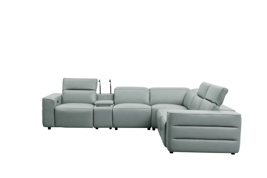 Holly Italian Leather/Match Power Reclining Sectional  Grey