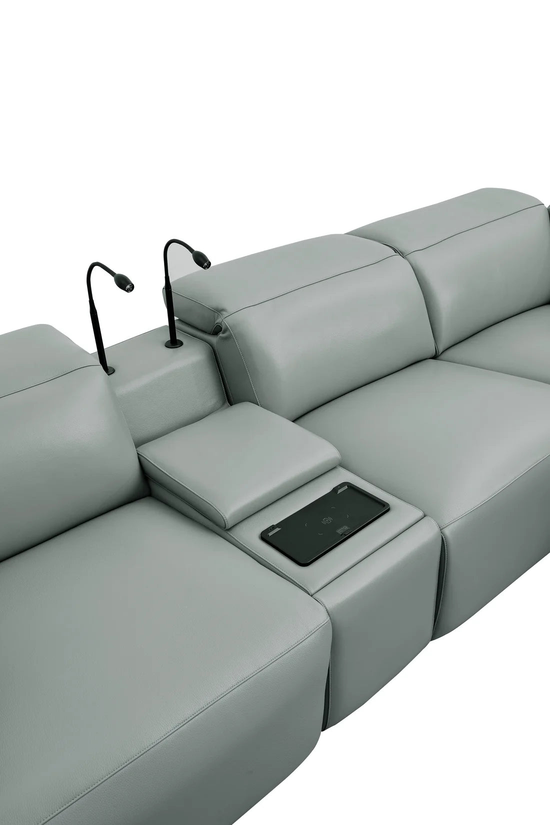 Holly Italian Leather/Match Power Reclining Sectional  Grey
