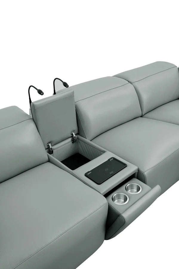 Holly Italian Leather/Match Power Reclining Sectional  Grey