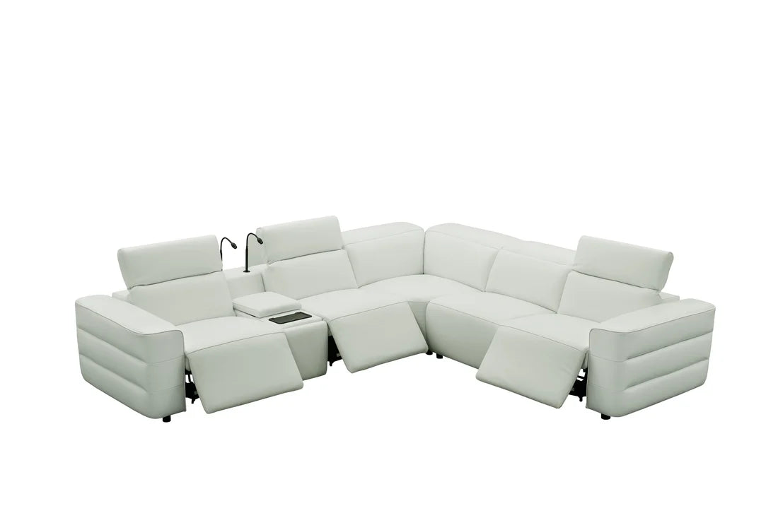 Holly Italian Leather/Match Power Reclining Sectional  White