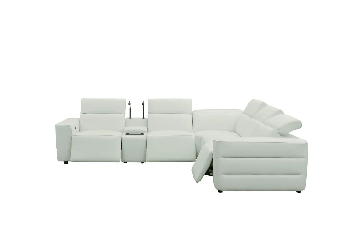 Holly Italian Leather/Match Power Reclining Sectional  White