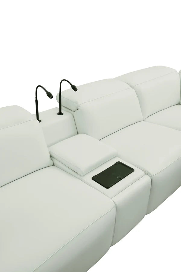 Holly Italian Leather/Match Power Reclining Sectional  White