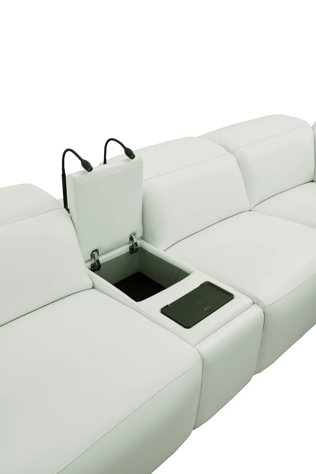 Holly Italian Leather/Match Power Reclining Sectional  White